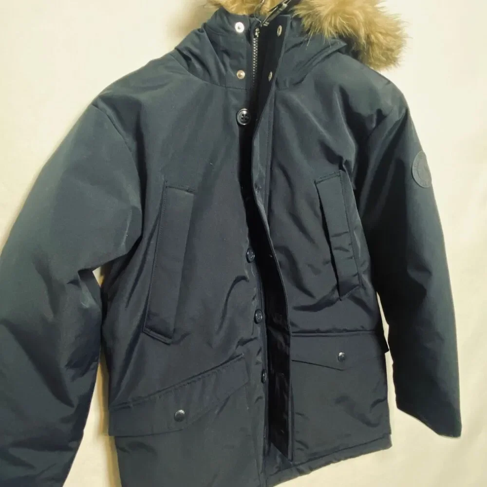 Gap Kids Down Fill Parka Faux Fur Youth XXL Navy Blue NWT